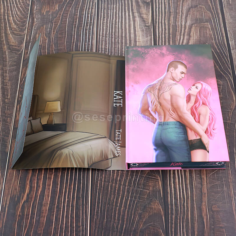 Hardcover with UV Spotting on Cover, Printed Endpages, Foil Dust Jackets and Sprayed Pattern Edges