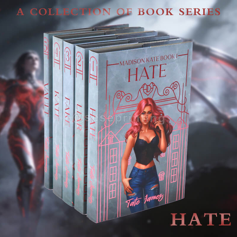 Five Book Series with Spot UV on Characters, Foil Dust Jackets, Sprayed Edges, Printed Endpapers