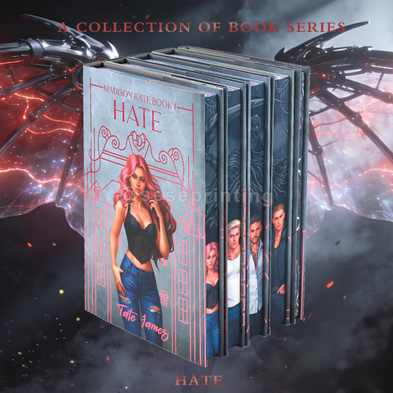 Five Book Series with Spot UV on Characters, Foil Dust Jackets, Sprayed Edges, Printed Endpapers