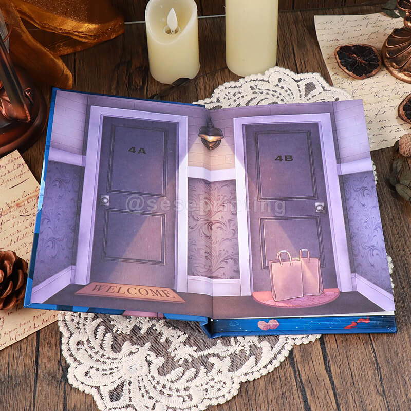 Hardcover Books with Sprayed Edges and 3D Embossing on the Cover, Illustration Endpapers