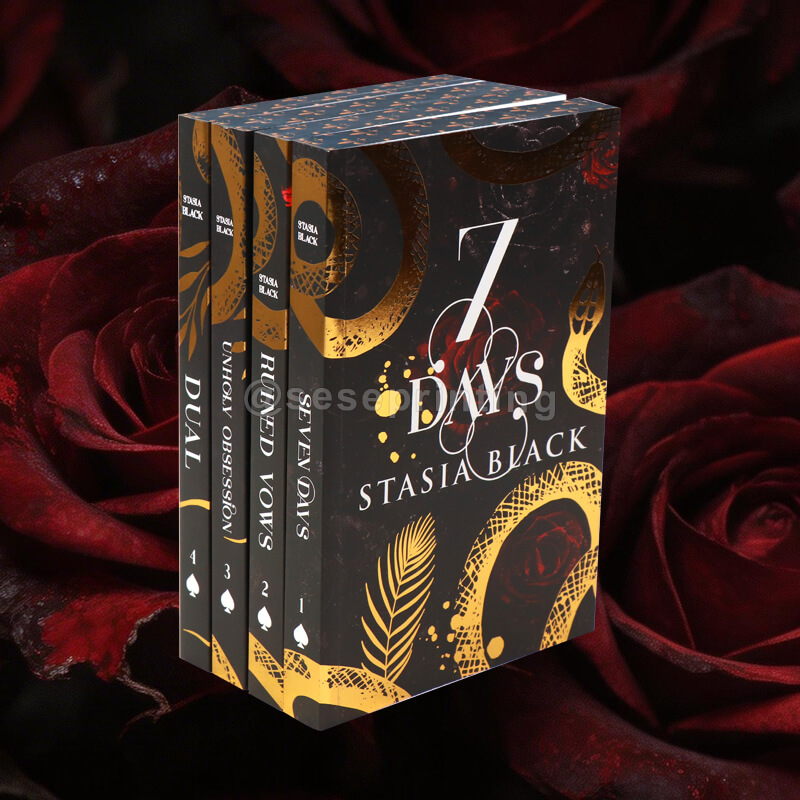 4 Book Series Custom Books Printed in Paperback with Foil Covers and Sprayed Edges