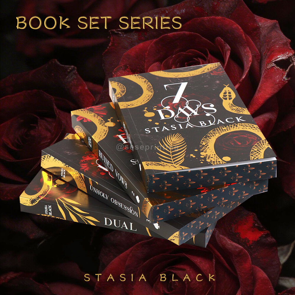 4 Book Series Custom Books Printed in Paperback with Foil Covers and Sprayed Edges