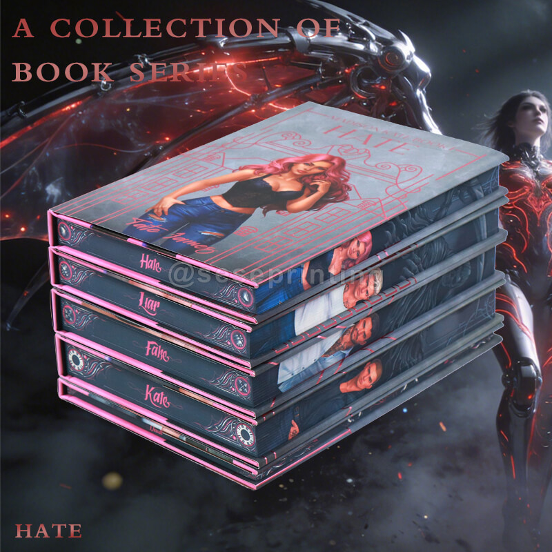 Five Book Series with Spot UV on Characters, Foil Dust Jackets, Sprayed Edges, Printed Endpapers