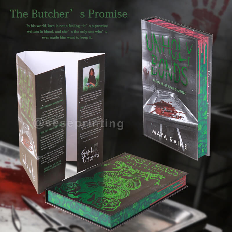 Thriller Book Special Edition with Green Foil on Cover, Foil Dust Jackets, Sprayed Edges & Endpapers