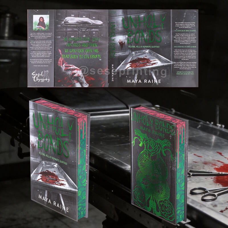 Thriller Book Special Edition with Green Foil on Cover, Foil Dust Jackets, Sprayed Edges & Endpapers
