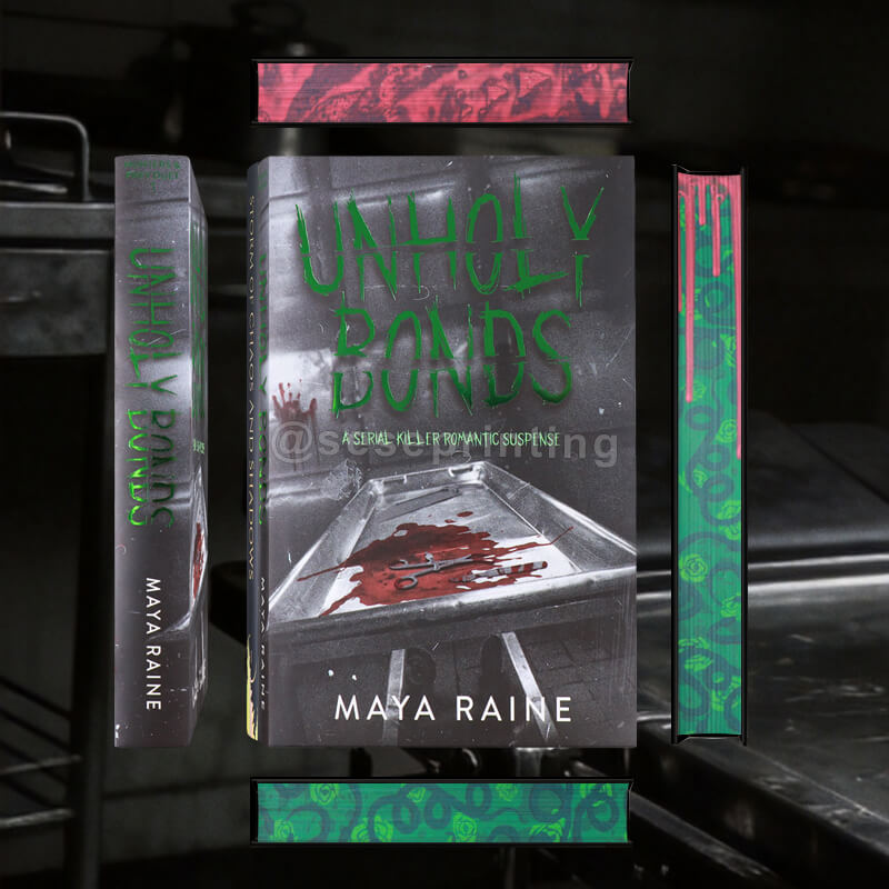 Thriller Book Special Edition with Green Foil on Cover, Foil Dust Jackets, Sprayed Edges & Endpapers