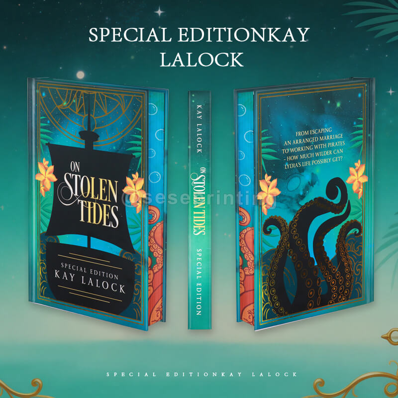 Foiled Design Hardcover Book with Sprayed Edges, Color Character Pages, Custom Endpapers