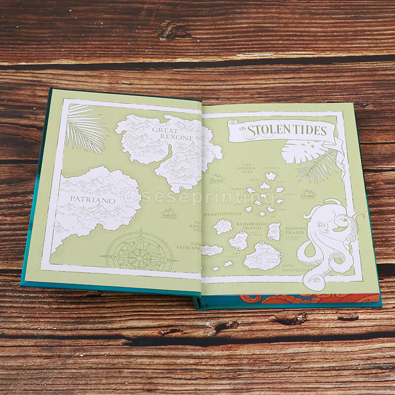 Foiled Design Hardcover Book with Sprayed Edges, Color Character Pages, Custom Endpapers