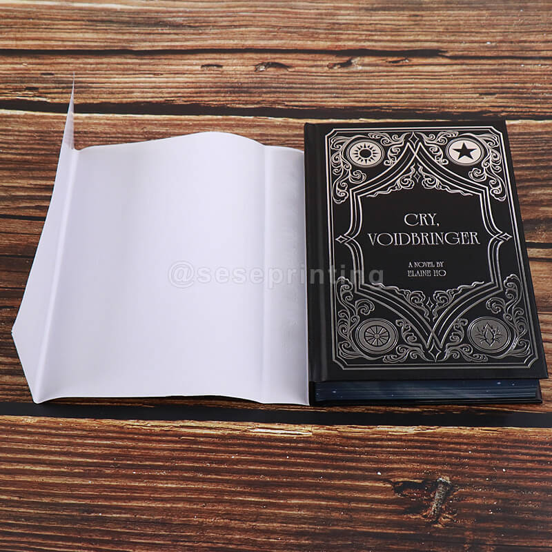 Foil Debossing Hardcover Novel with Foil Embossed Dust Jacket and Endpapers, Custom Edges