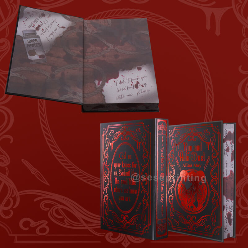 Black Pages with White Ink Hardcovers Printing Foil on Full Cover, Sprayed Edges, End Papers