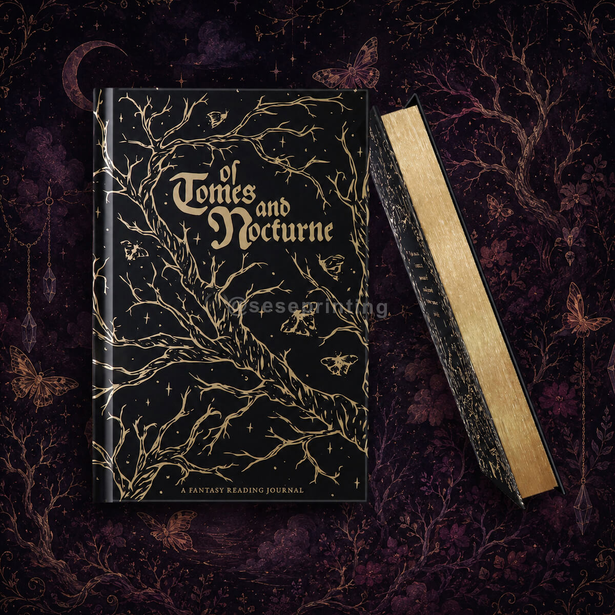 Luxury Hardcover Planner Notebook with Foil Stamped Cover, Gold Sprayed Edges and Ribbon