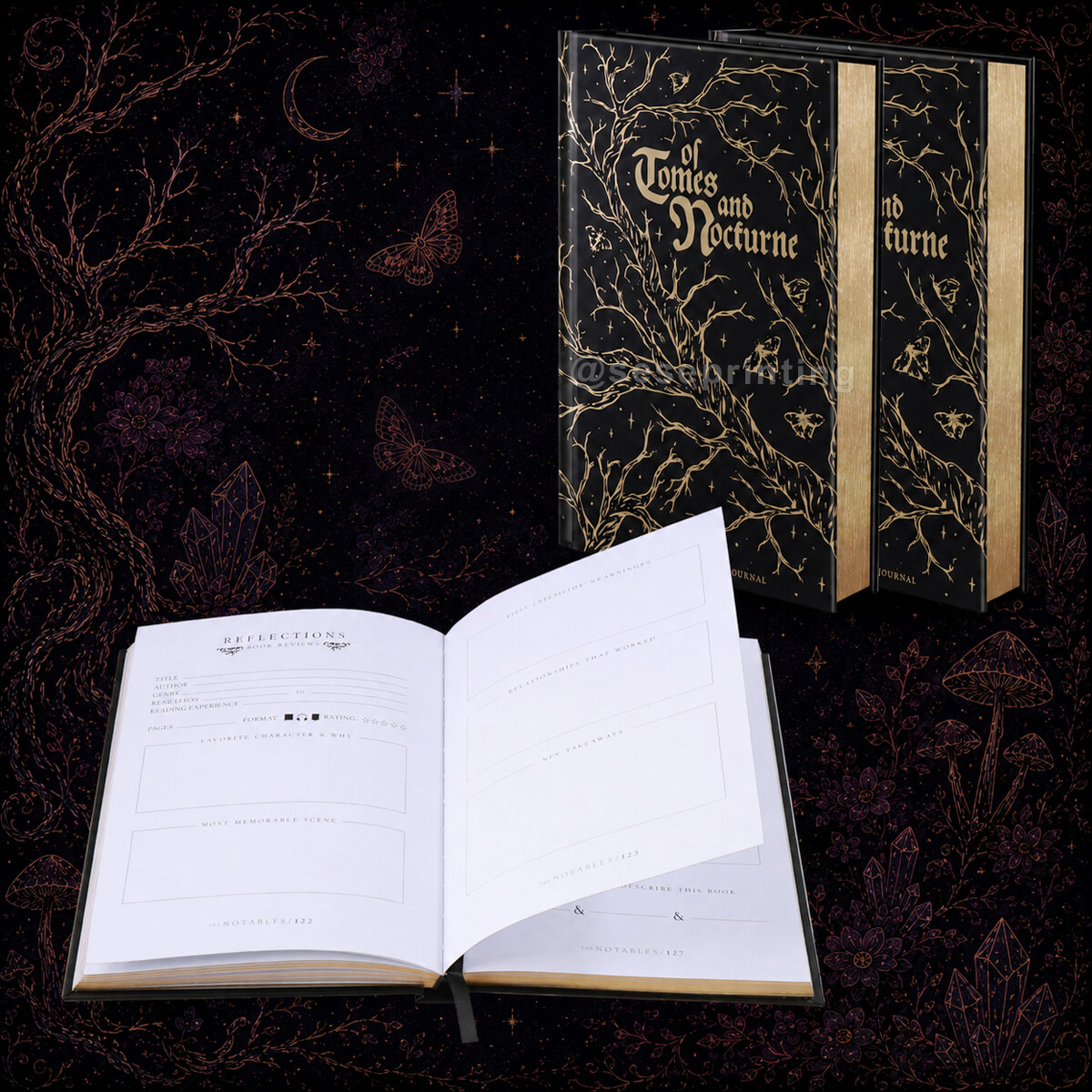 Luxury Hardcover Planner Notebook with Foil Stamped Cover, Gold Sprayed Edges and Ribbon