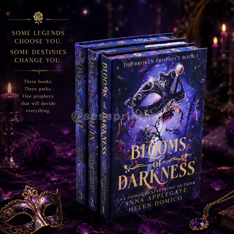 Custom Holographic Foil Hardcover Set with Dust Jackets, Sprayed Edges, Illustrated Endpapers