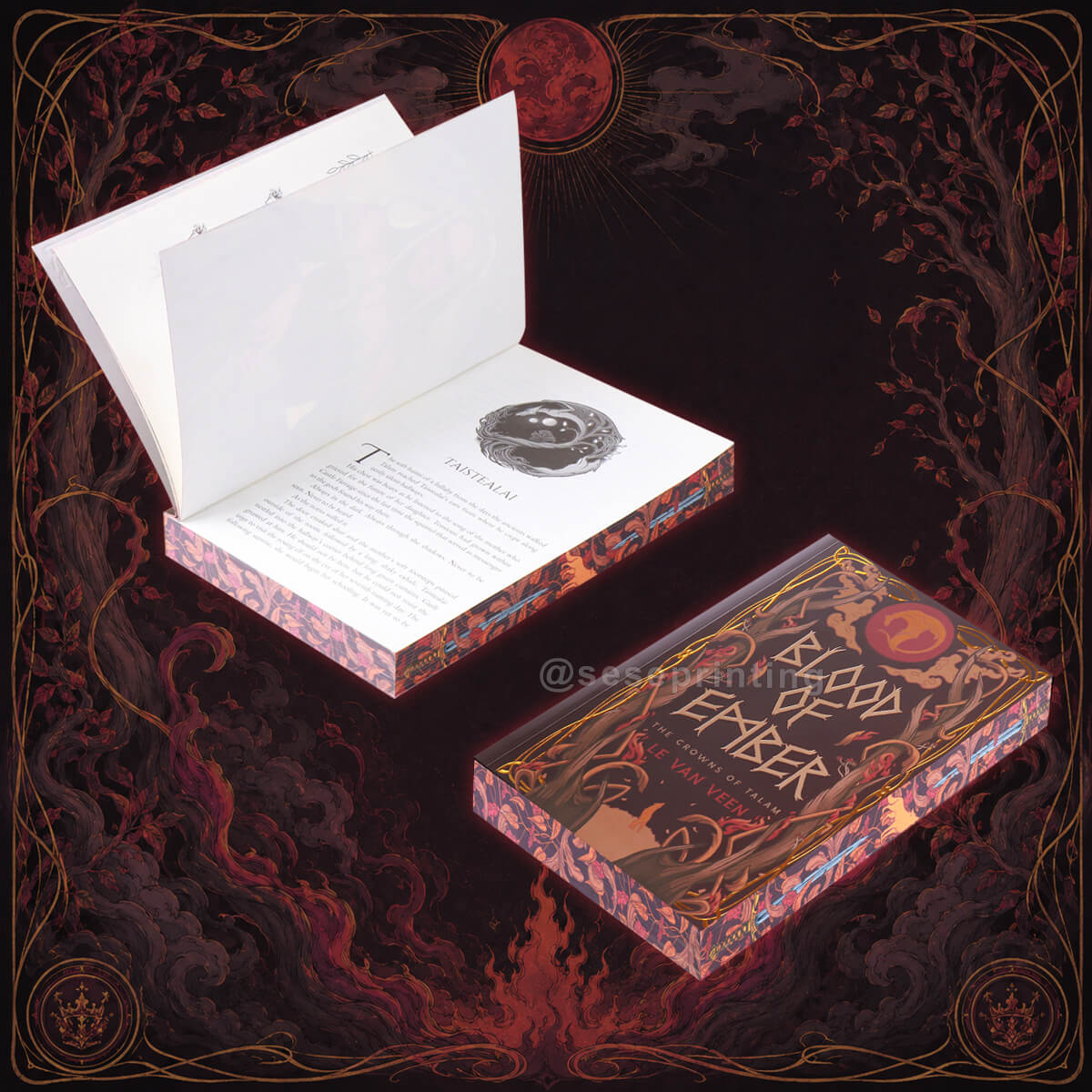 Fantasy Paperback Novel with Foil Embossing, Spot UV Cover, and Custom Sprayed Edges