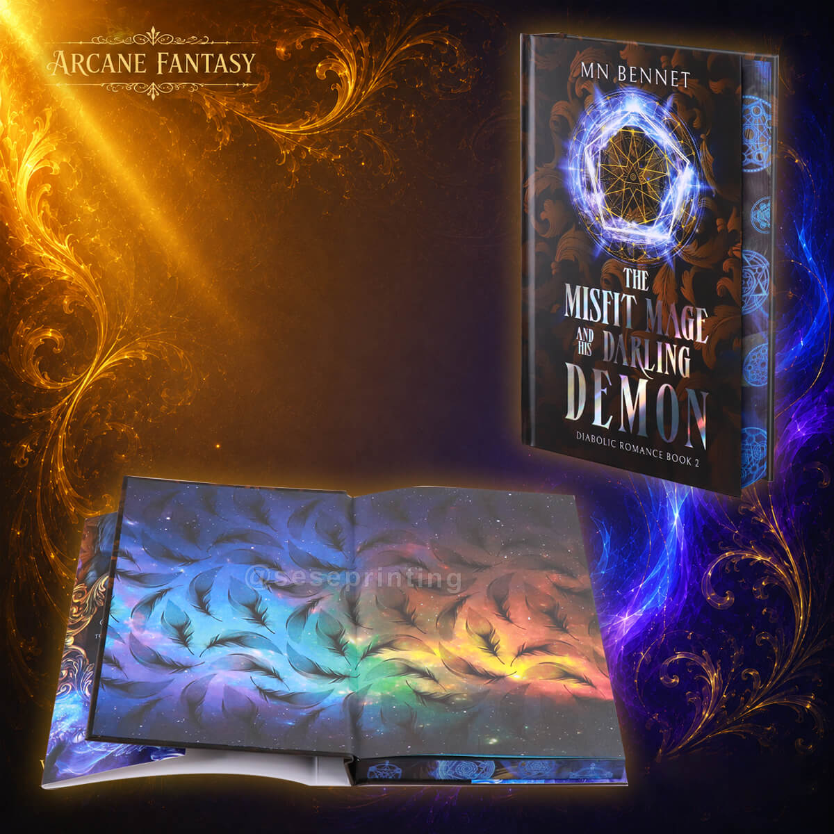 Custom Color Printing Fantasy Hardcover with Holographic Foil Dust Jacket and Sprayed Edges