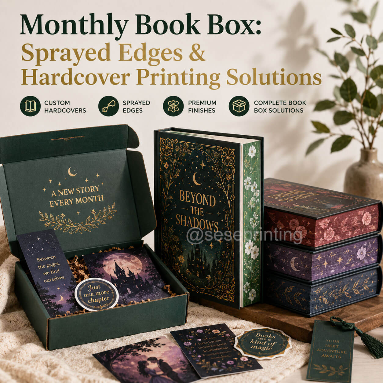 Monthly Book Box Perfection: Sprayed Edges & Hardcover Printing Solutions