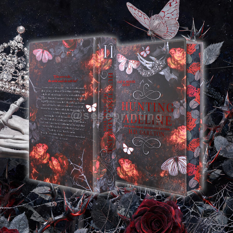 Hardcover Fantasy Book with Foil Cover, Patterned Sprayed Edges and Custom Endpapers