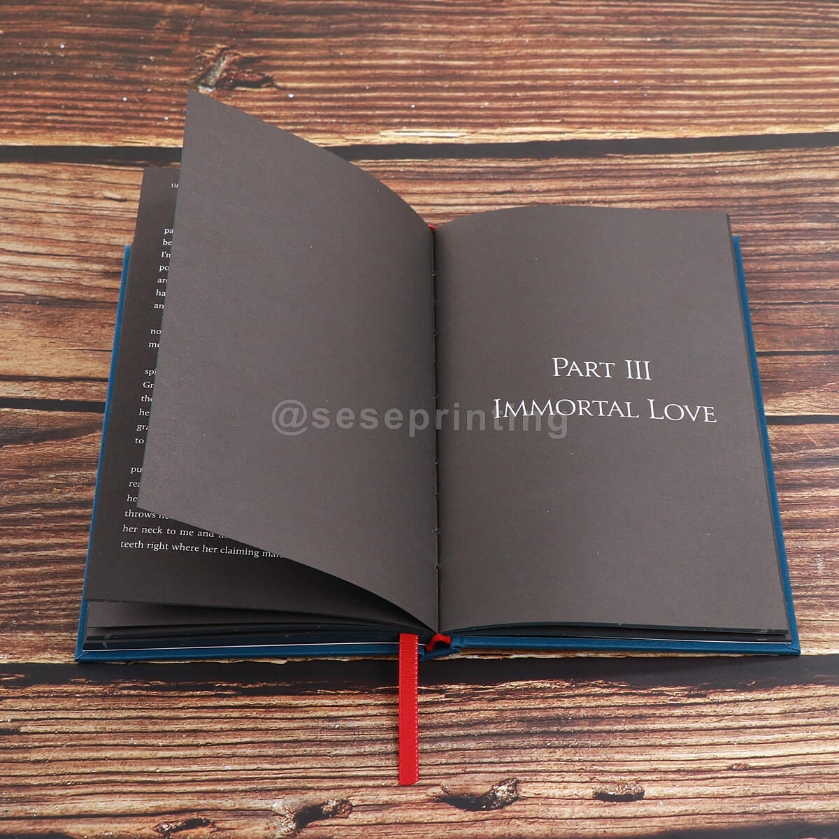 Cloth Hardcover Book with Gold Foiling on Cover, Sprayed Edges, Gold Card Paper Endsheets