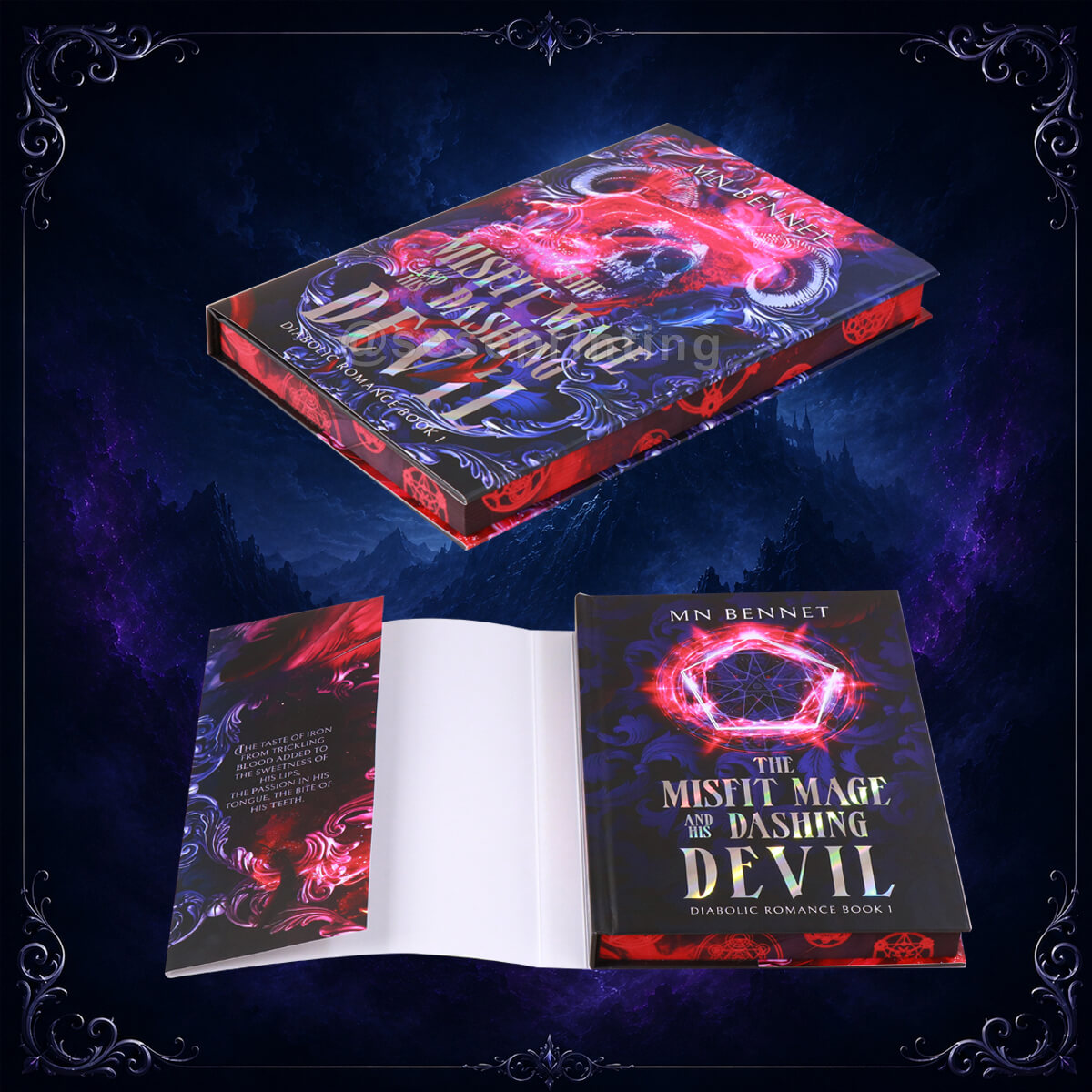 Full CMYK Print Deluxe Collectible Novel with Holographic Cover, Dust Jacket, Patterned Endpapers