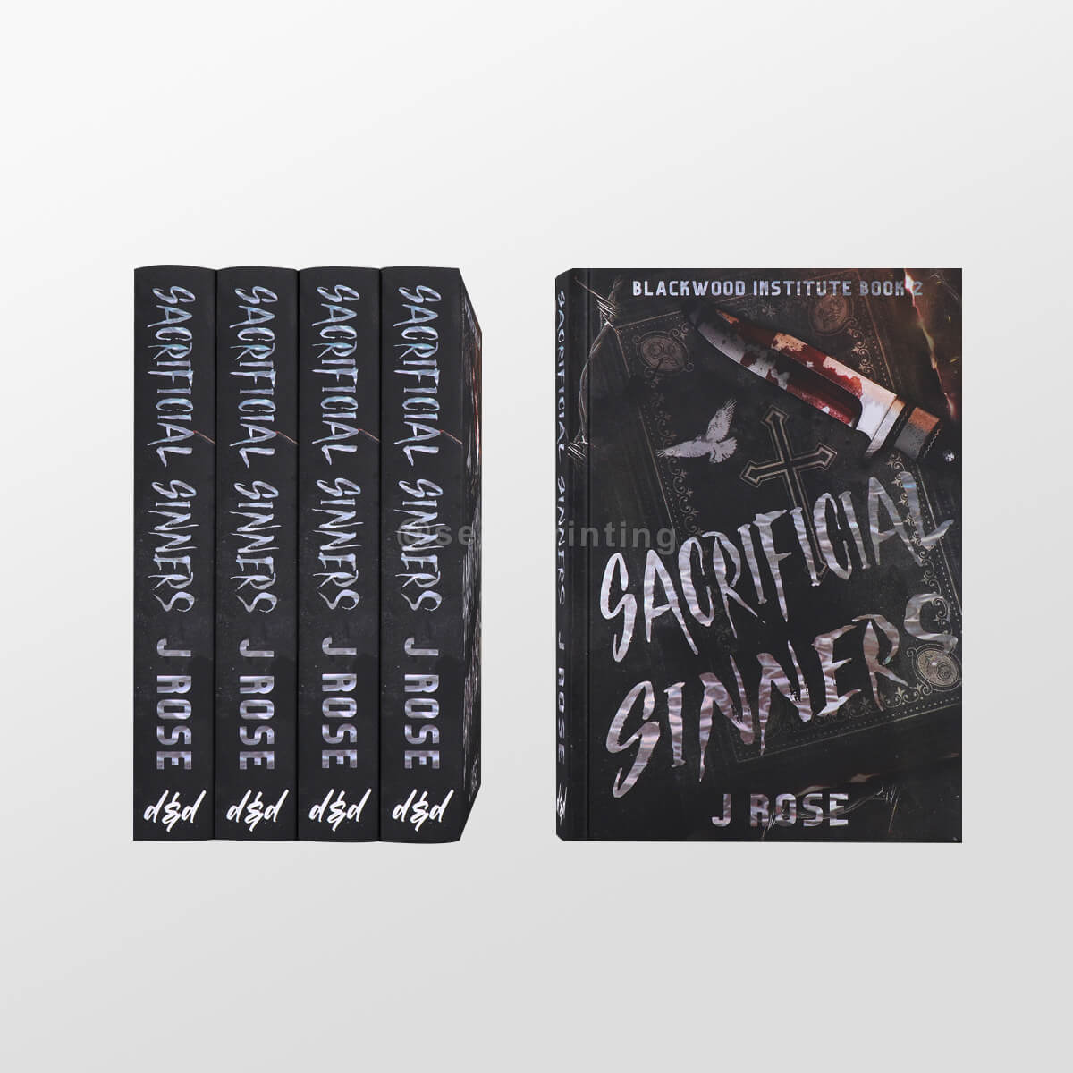 Black Pages with White Printing Hardback Books with Holographic Foil, Endpapers and Sprayed Edges