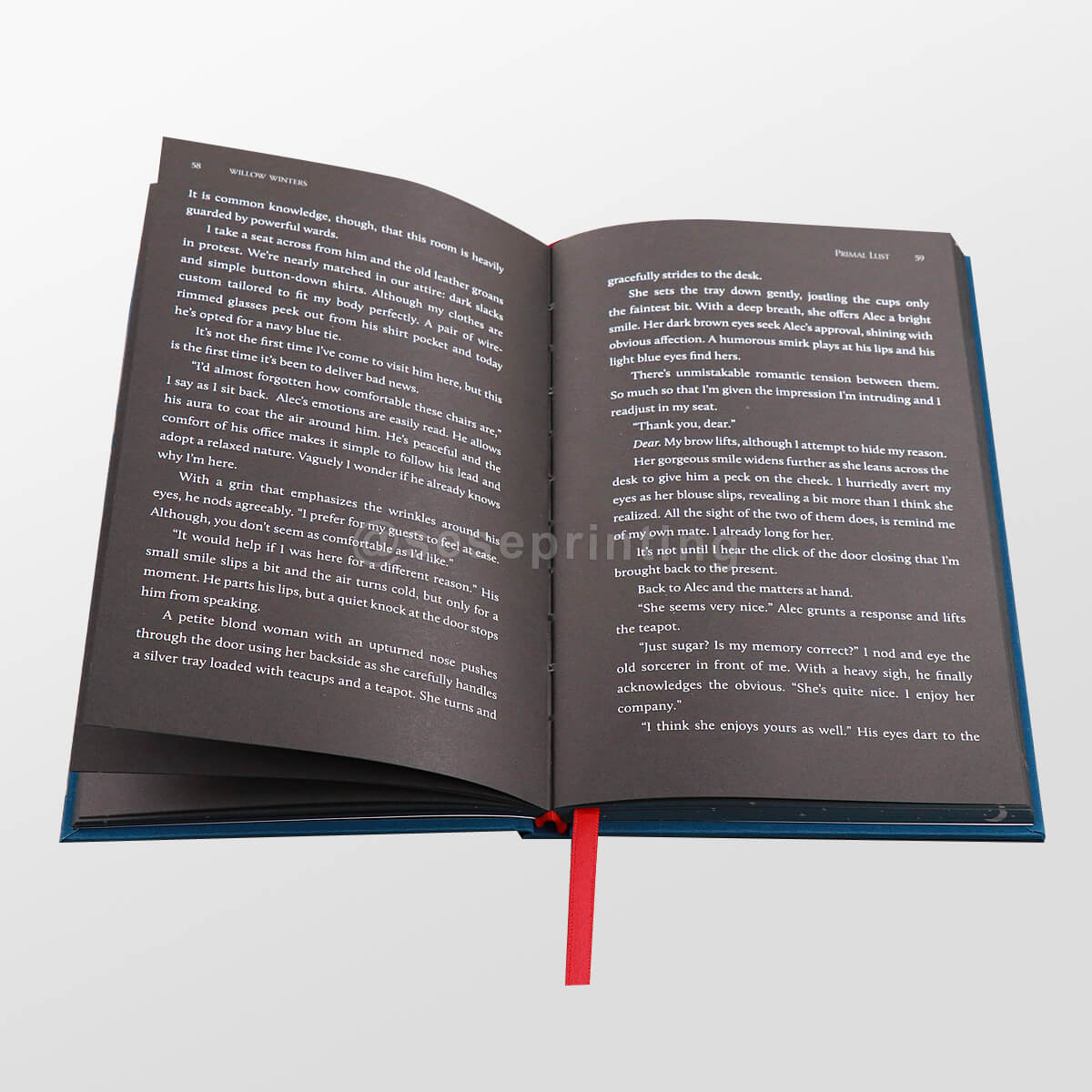 Black Pages with White Text Hardback with Foiling Covers, Design Sprayed Edges and End Pages