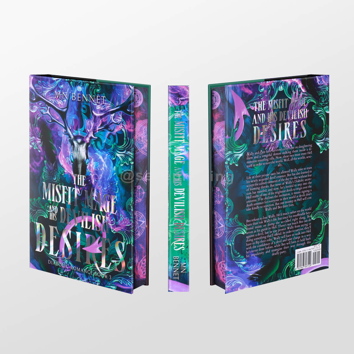 Printed Color Pages Fantasy Novel with Holographic Foil Hardcovers, Custom Sprayed Edges