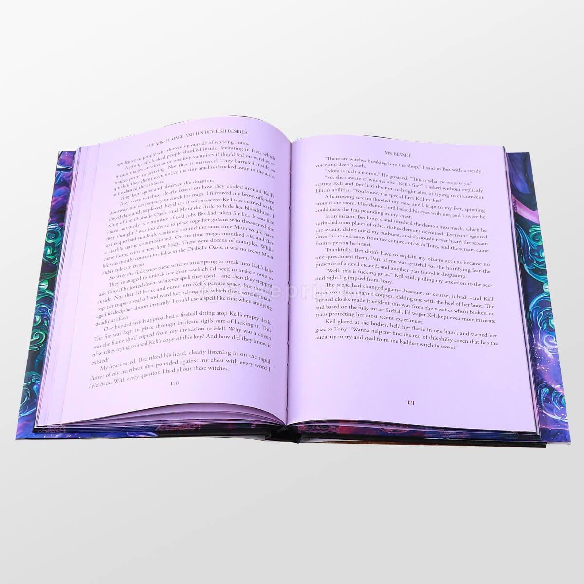 Printed Color Pages Fantasy Novel with Holographic Foil Hardcovers, Custom Sprayed Edges