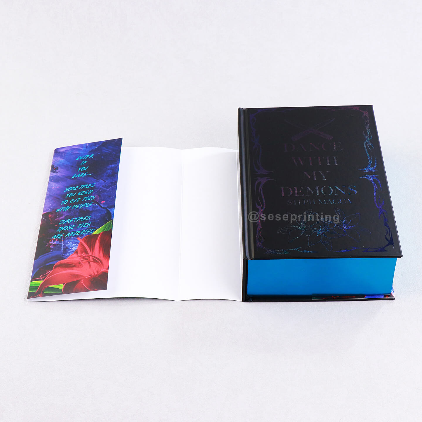 Premium Hardcover Novel with Holographic Foil Cover, Metallic Edges and Dust Jacket, Endpages