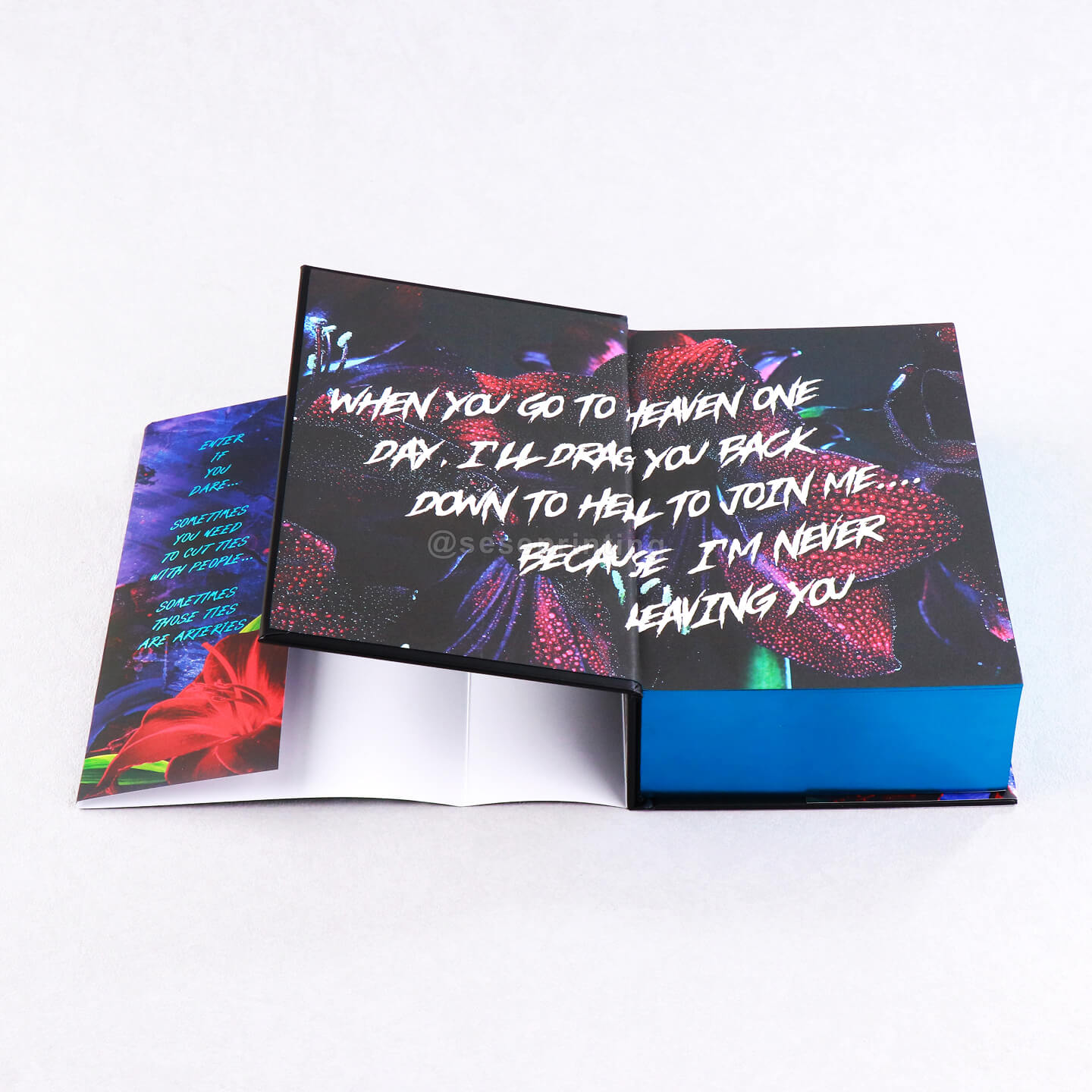 Premium Hardcover Novel with Holographic Foil Cover, Metallic Edges and Dust Jacket, Endpages