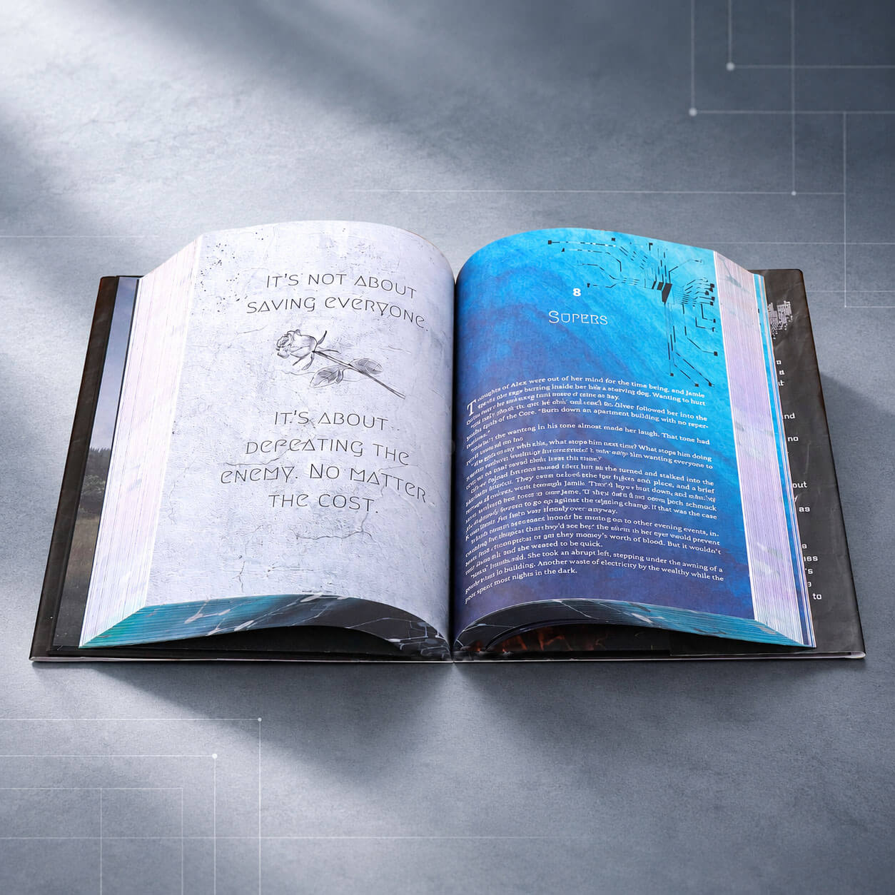 Hardcover Fantasy Novel with Holographic Foil Covers, Sprayed Edges, Illustrated Endpapers
