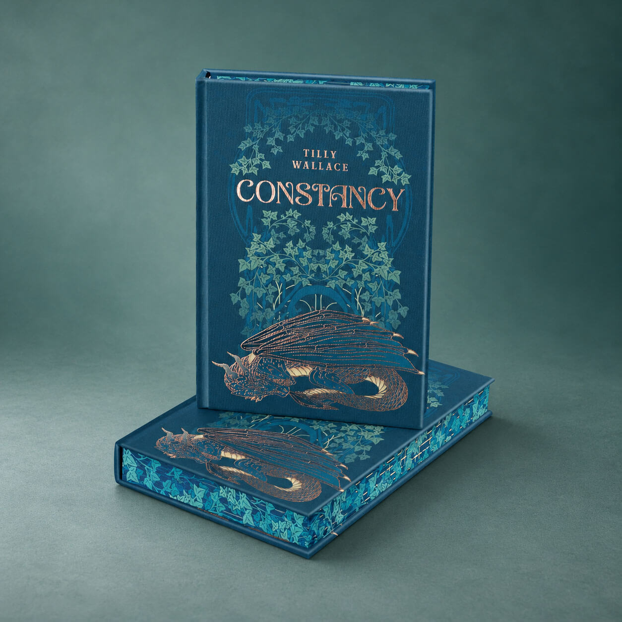 Cloth Hardcover Fantasy Book with Foil Cover, Patterned Edges and Ribbon, End Pages