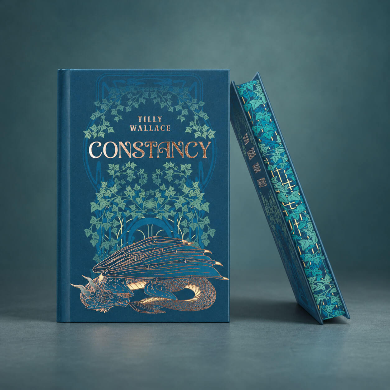 Cloth Hardcover Fantasy Book with Foil Cover, Patterned Edges and Ribbon, End Pages