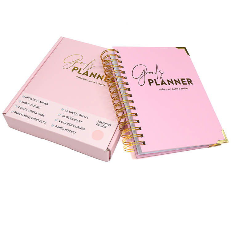 Custom Logo Hardcover Spiral Manifest Journal Inspirational Goals Planner Daily Journal Book