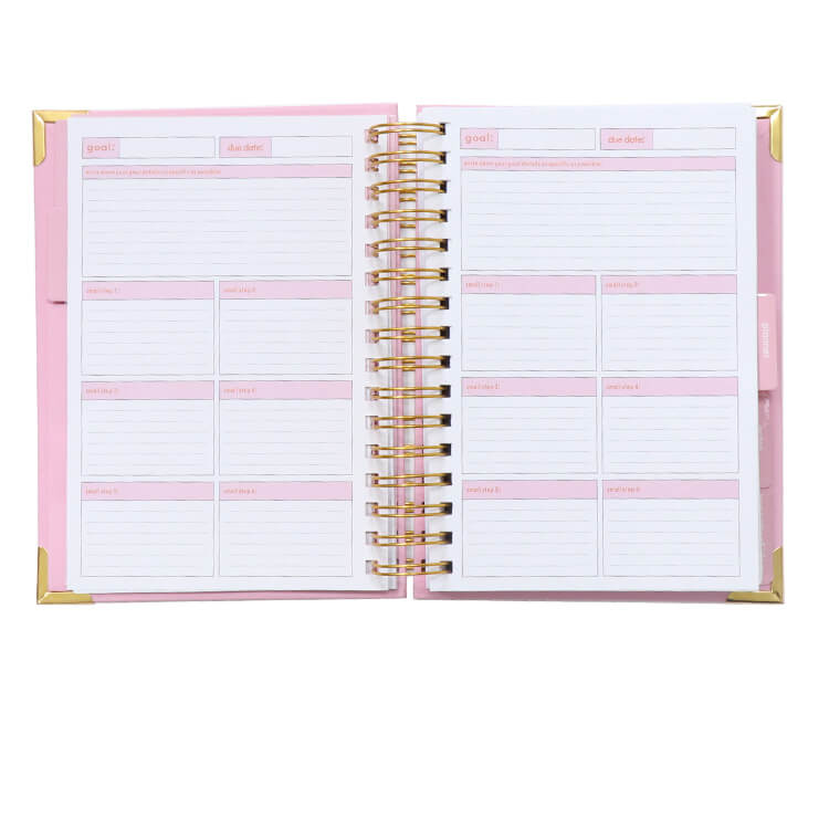 Custom Logo Hardcover Spiral Manifest Journal Inspirational Goals Planner Daily Journal Book