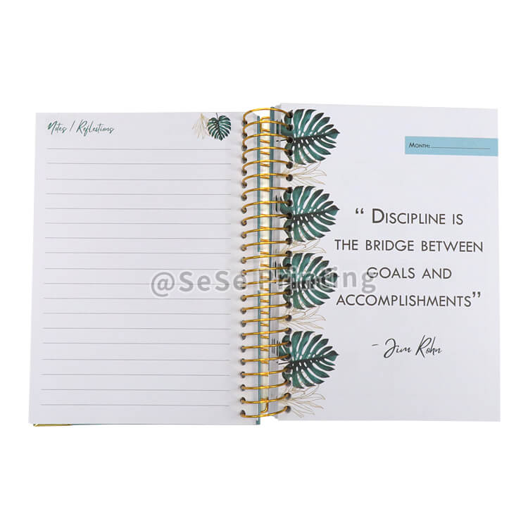 Custom Spiral Daily Weekly Printing Agenda Planner A5 Life Planner Journal Notebook