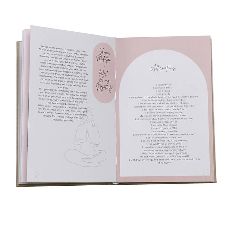 Custom Daily Mindset Journal Undated Guided Pages Wellness Planner Fabric Cover Notebook