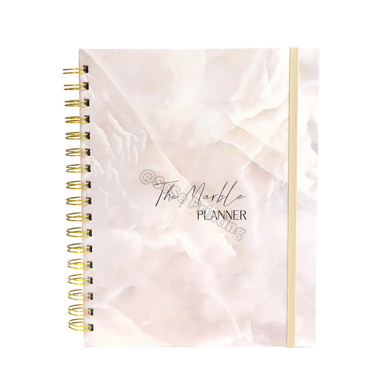 Custom Planners Spiral Marble Journal Hardcover Life Agenda Diary Printing Weekly Daily Planner