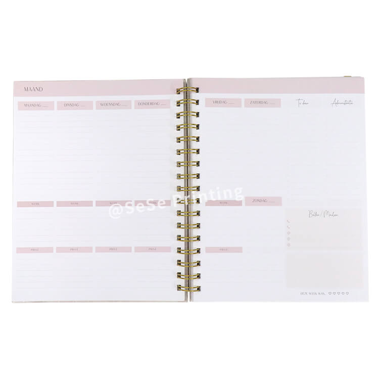 Custom Planners Spiral Marble Journal Hardcover Life Agenda Diary Printing Weekly Daily Planner