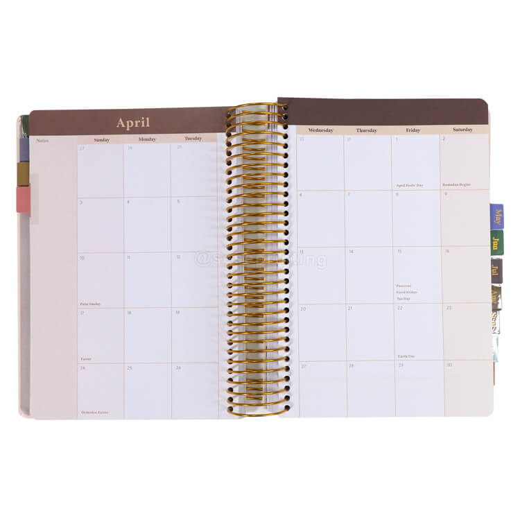 Spiral Fitness Planner Hardcover Journal Planner Custom Printing With Pocket