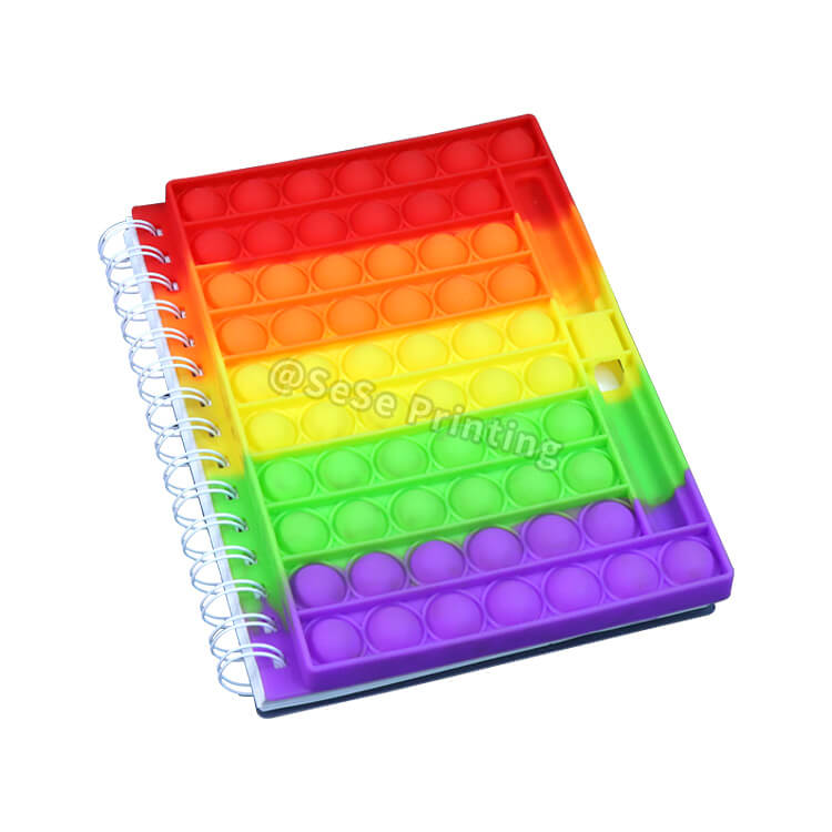 Custom Silicone Cover Notebook Spiral Pop Fidget Notebook Pop It Notebook