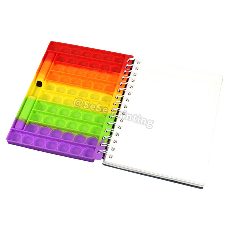 Custom Silicone Cover Notebook Spiral Pop Fidget Notebook Pop It Notebook