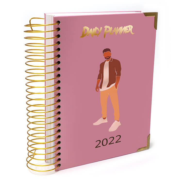 Custom Printing Pink Cover Journal Weekly Monthly Planner Spiral Notebook