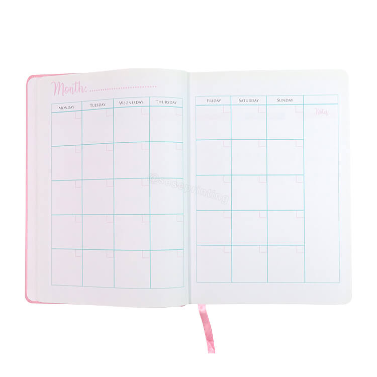 Customize A5 Pink Daily Weekly Planner Leather Cover Classy Planner Notebook with Calendar