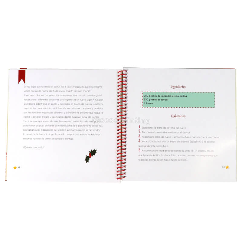 Custom Private Labels Books Spiral Bound Recipe Book Hardcover Christmas Cookbook