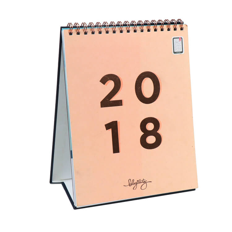 Personalised Monthly Table Calendar Custom Spiral Wire Desk Calendar Printing with Gold Foil Stamping