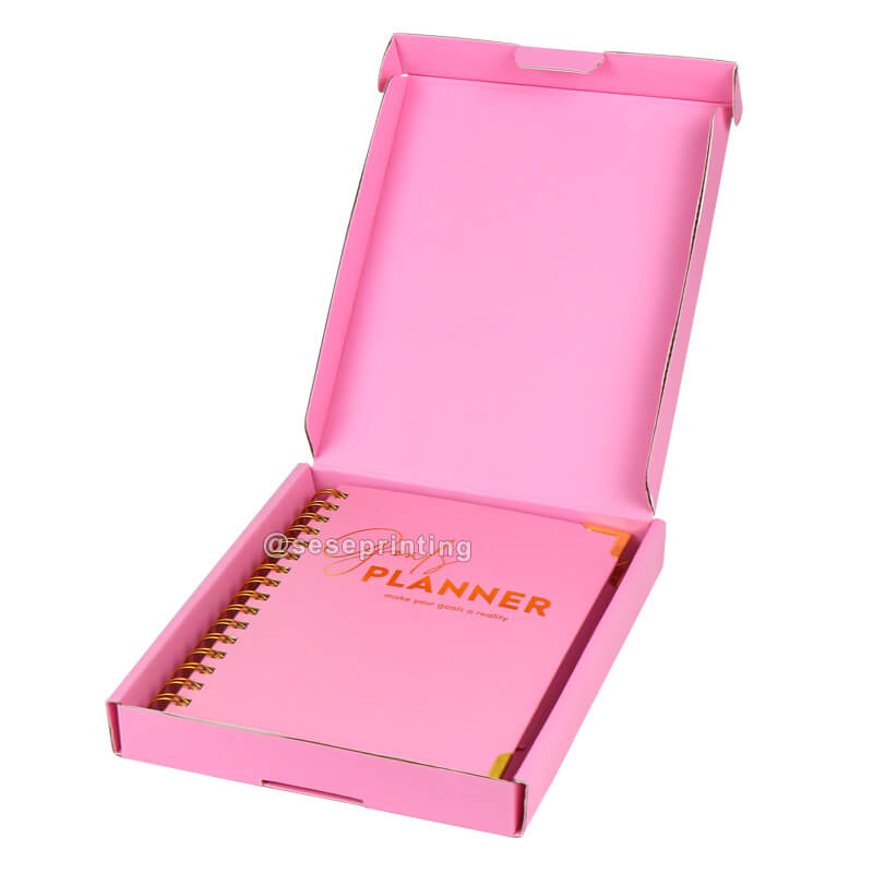 Custom Logo A5 Spiral Goal Diary Journal 2023 Pink Planner Agenda and Notebook Gift Box Set