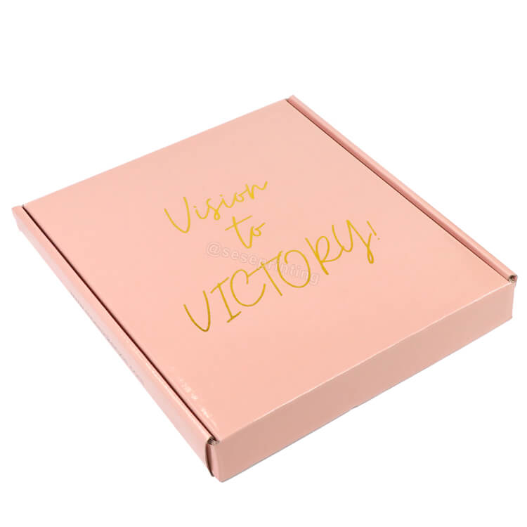 Pink Color Corrugated Shipping Boxes Custom Gold Foil Logo Mailer Box