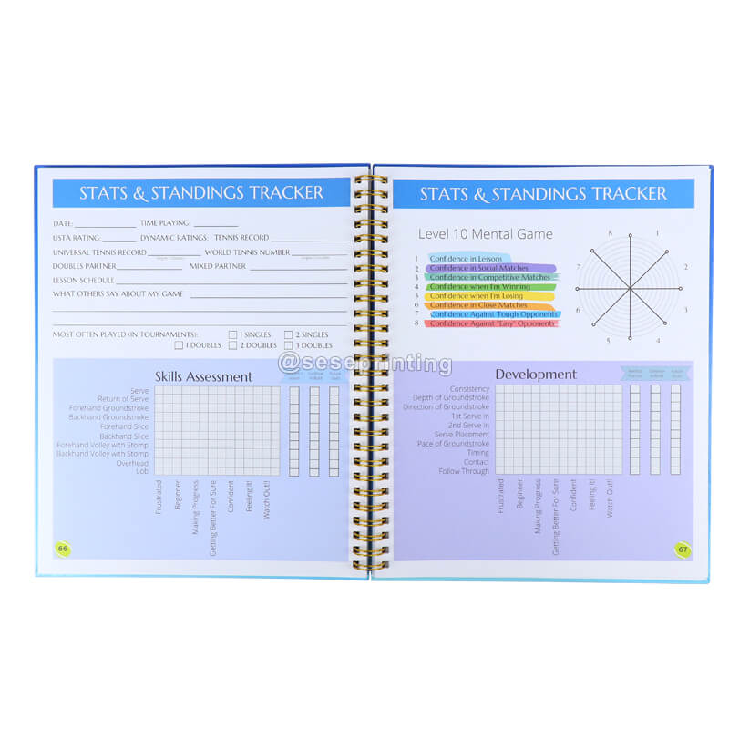 Custom Print Notebook Spiral Planner Journal Tennis Lesson Log Book
