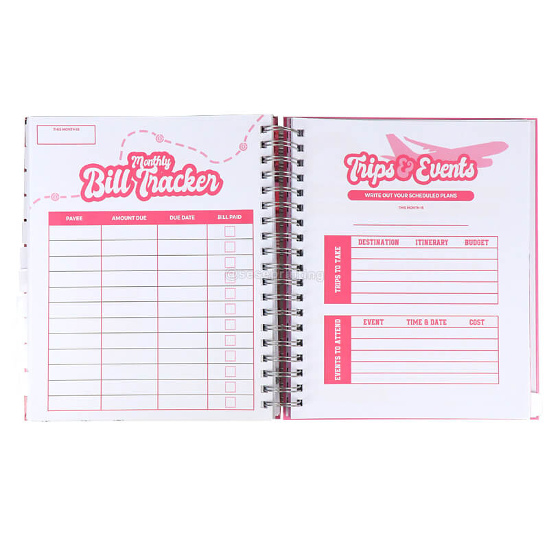 Custom Financial Planner Spiral Monthly Bill Tracker Goal Planner for Girl